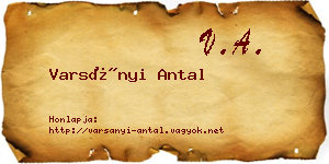 Varsányi Antal névjegykártya